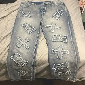 Straight leg graphic jeans size XXl never worn.
